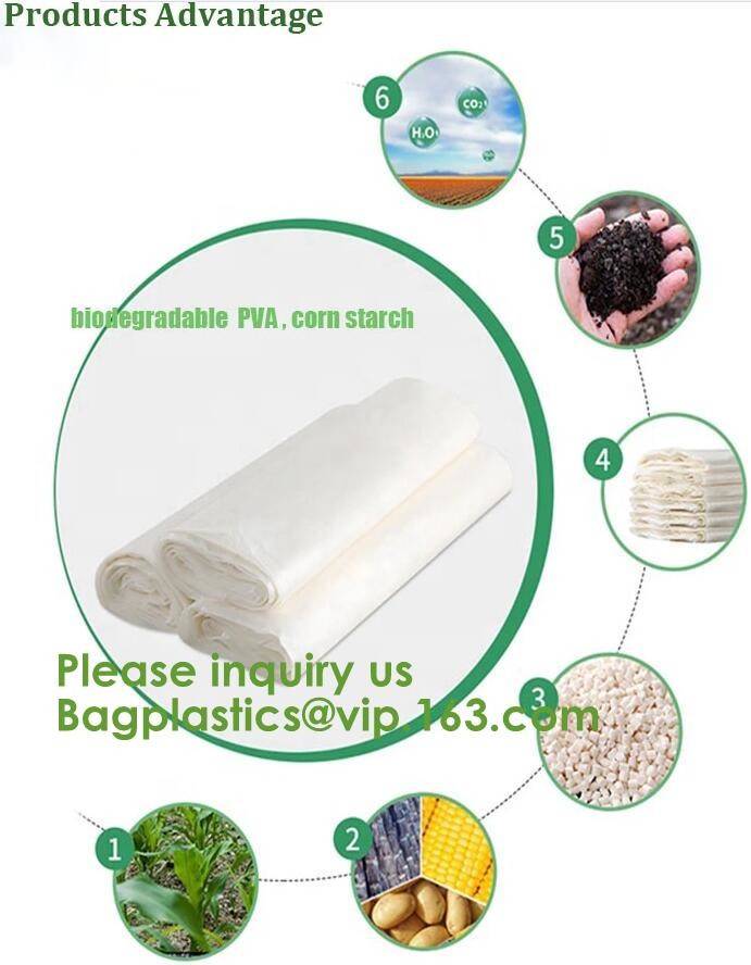 BIODEGRADABLE PVA PLASTIC WATER SOLUBLE VEST HANDLES BAG, COMPOSTALE PLA+PBAT CORN STARCH POTATOES STARCH ECO FIRNEDLY