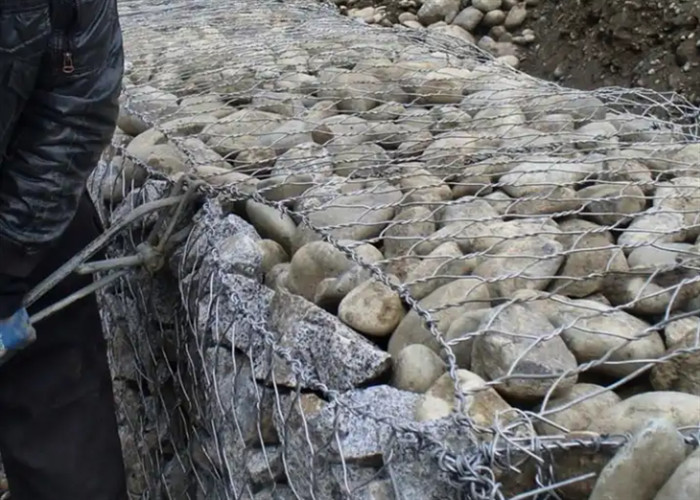 Hot Dip Gavanized Gabion Box / Hexagonal Gabion Stone Cages For Flooding