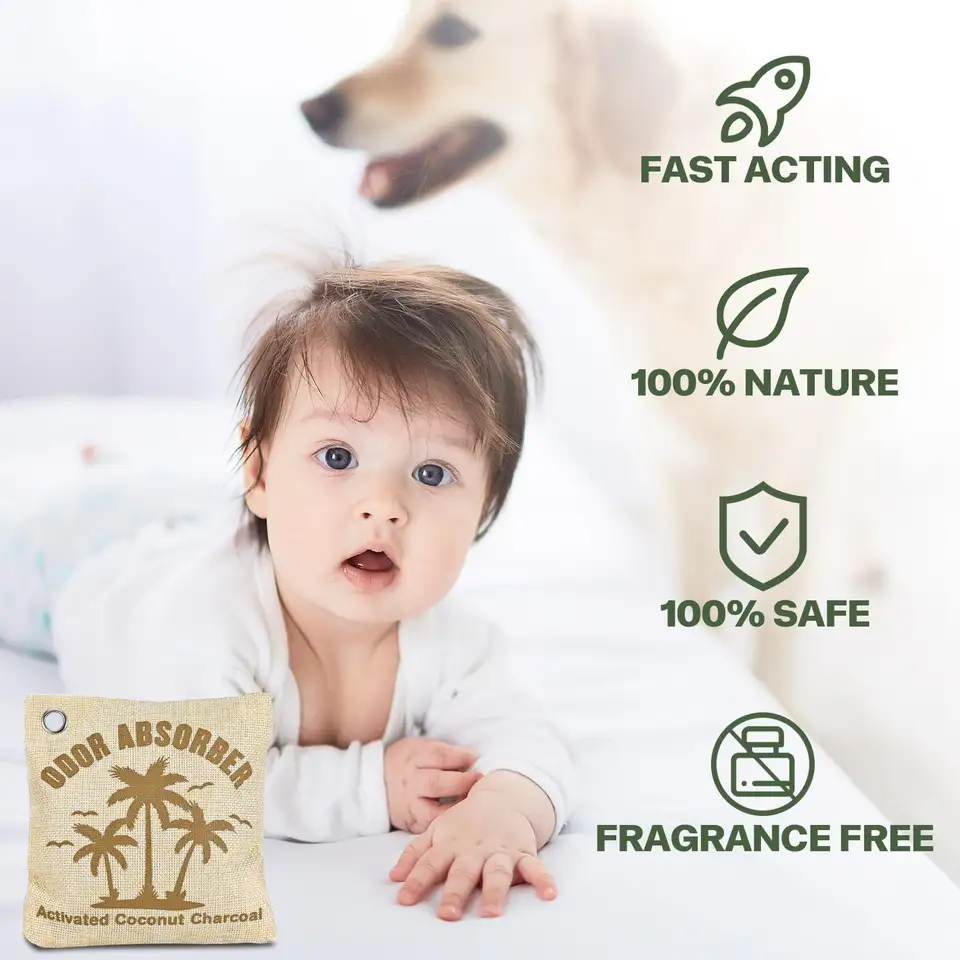 Effective 4*170g Pack Bamboo Charcoal Air Purifying Bag for Home Office Car Hotel