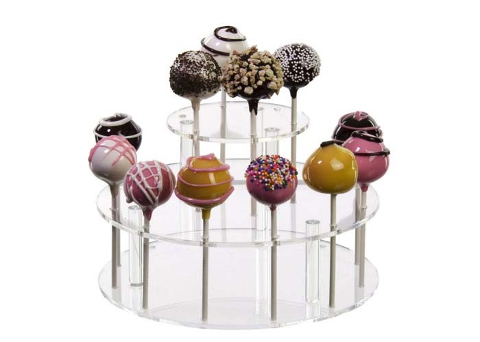 Round 3 Layer Acrylic Cake Stand , Clear / Black Acrylic Candy Display
