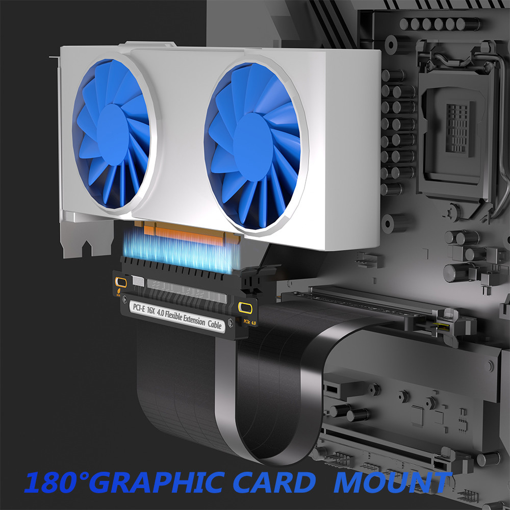 Black Extension GPU PCI-E 4.0 Riser Cable 16x Shielded High Speed
