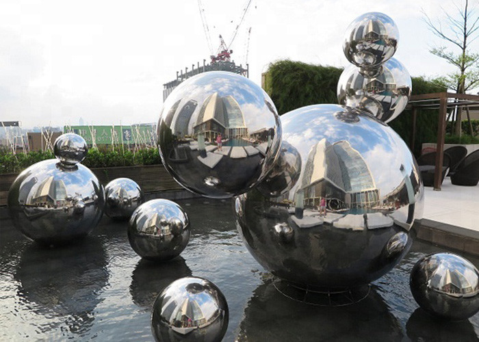 Urban Landscape Polished Stainless Steel Balls Abstract Sculpture
