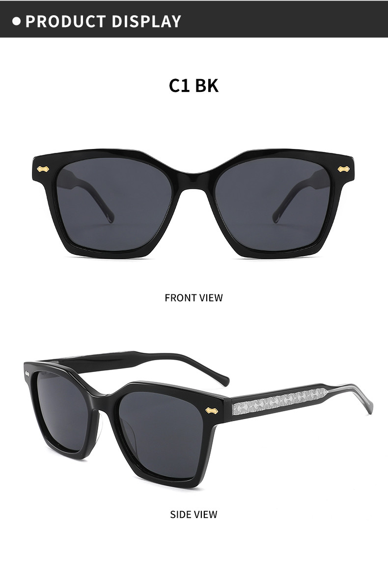 Irregular Square Acetate Material Sunglasses Luxury Eyewear Black For Men