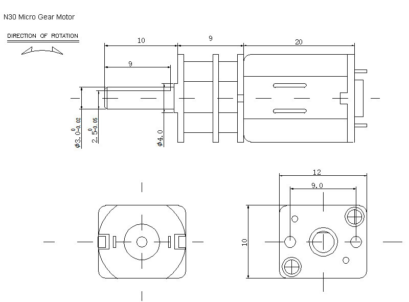 12mm N30 Micro DC Gear Motors 2000rpm 3mm Dia Shaft 6v 12v DC