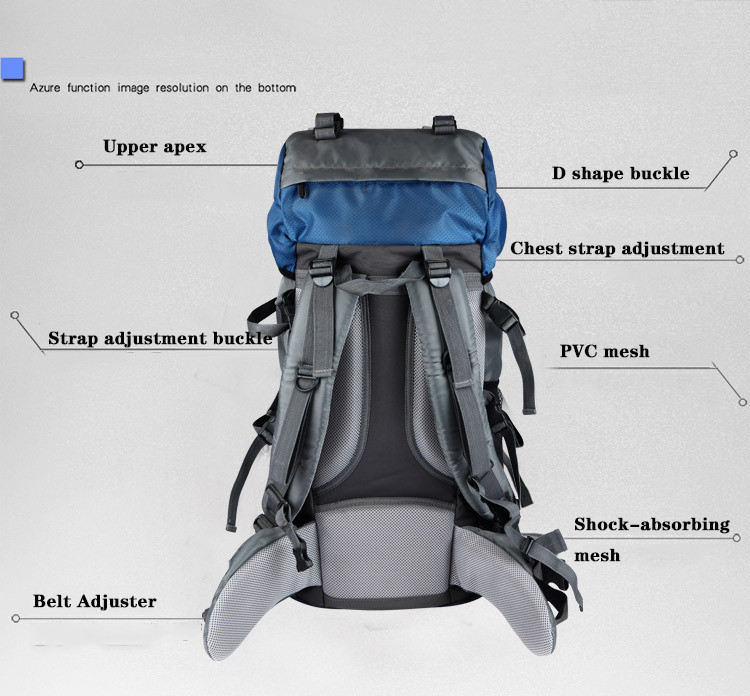 Blue 60L Waterproof Camping Backpack BSCI Mountain Climbing Backpack