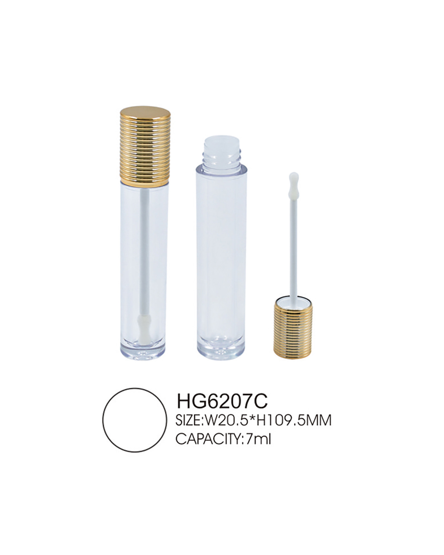 Clear Empty Lip Gloss Tubes With Brush Applicator 7ml Gold Cap