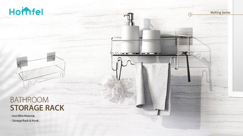 Stainless Steel Wall Mounted Bathroom Wall Shelf No Drilling 28.2*11.5*10.6cm