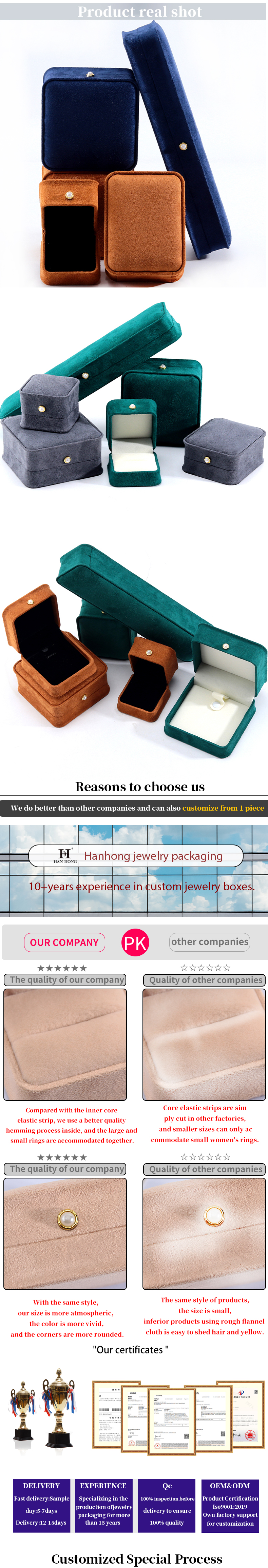 Custom Luxury Jewelry Packaging Box for Velvet Bracelet Earrings Necklace Pearl Lock