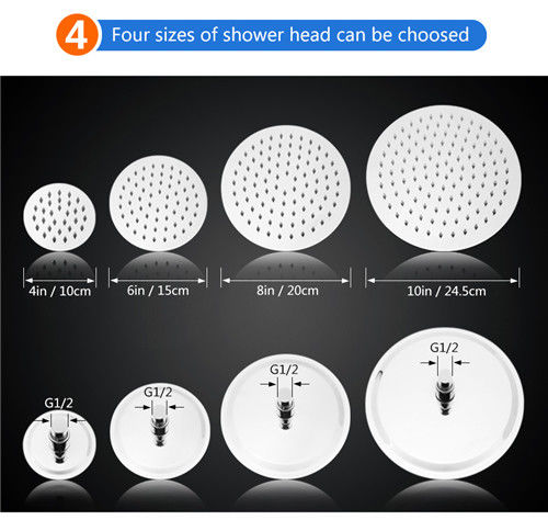 Sliver Rotatable Overhead Rainfall Shower Head Rotatable High Temperature Resistance 5mm Thin