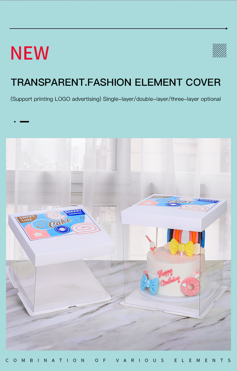 4-14 Inch Wedding Cake Packaging with Transparent Window and Self Erecting Boxes