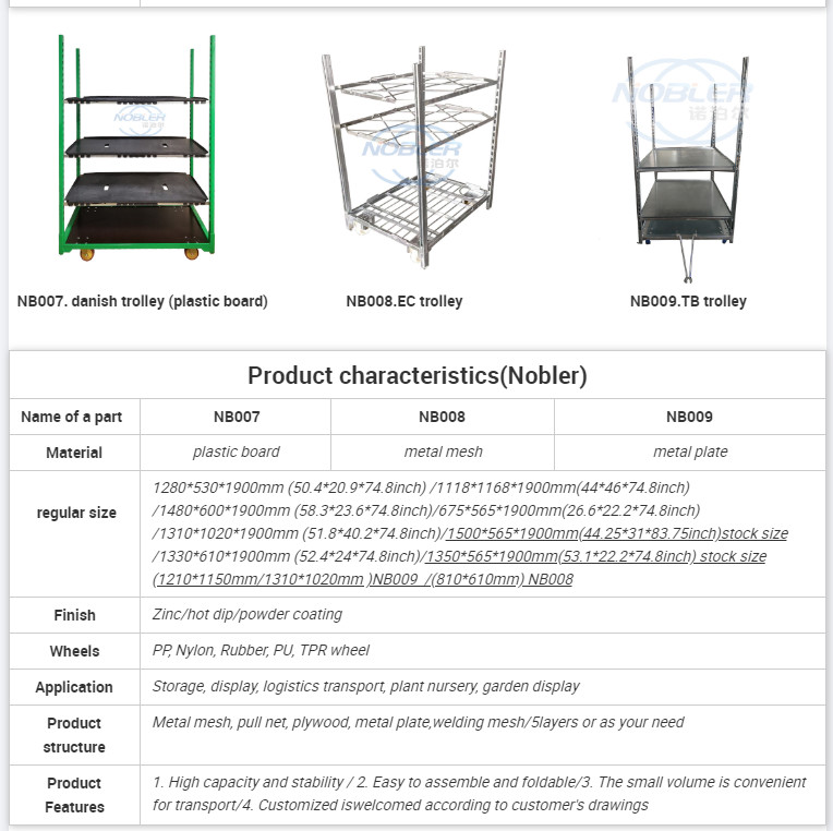 Rubber Wheel Danish Trolley Push And Pull Type Plywood Material Folding Flower Trolley