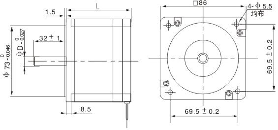 86mm 1.8Degree Enhanced Hybrid stepper motor J86HB65-04