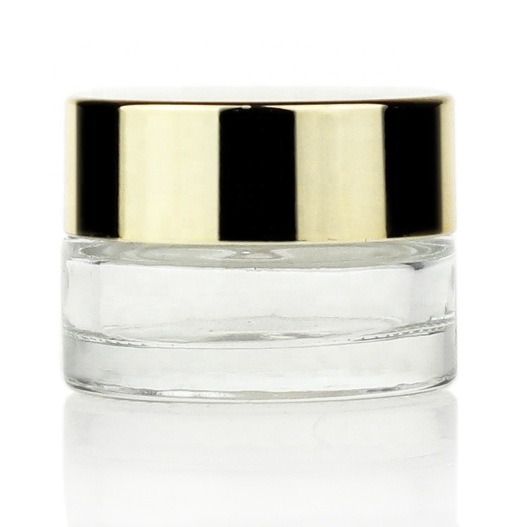 3ml 15ml 20ml Cosmetic Cream Jar Glass Clear With Gold Lids