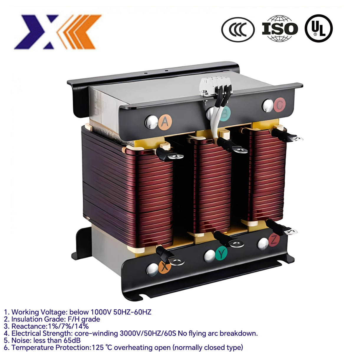 Low Temperature Rise Three Phase Ac Input Reactor 11kw 30a Racl 2%-30/11 for Equipment