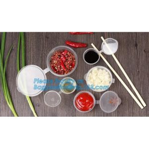 China Disposable Sauce Cups With Lid Food Storage Containers Boxes Package Box&Lid Portable Disposable Portable Plastic Cups on sale