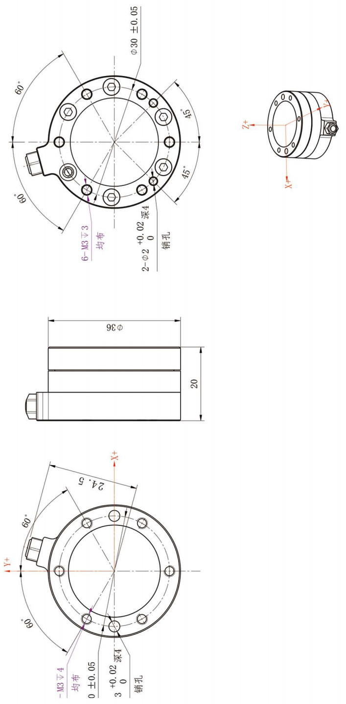 Rs422 50n Six Axis Force Sensor 9v Load Cell Force Gauge
