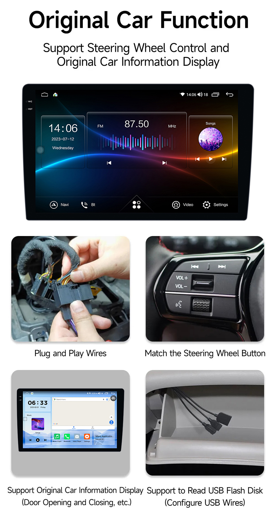 2DIN 9/10 Inch 2000*1200 8Core Carplay 4G DSP Navigation Stereo Screen Media Built-in HD Android Radio Player