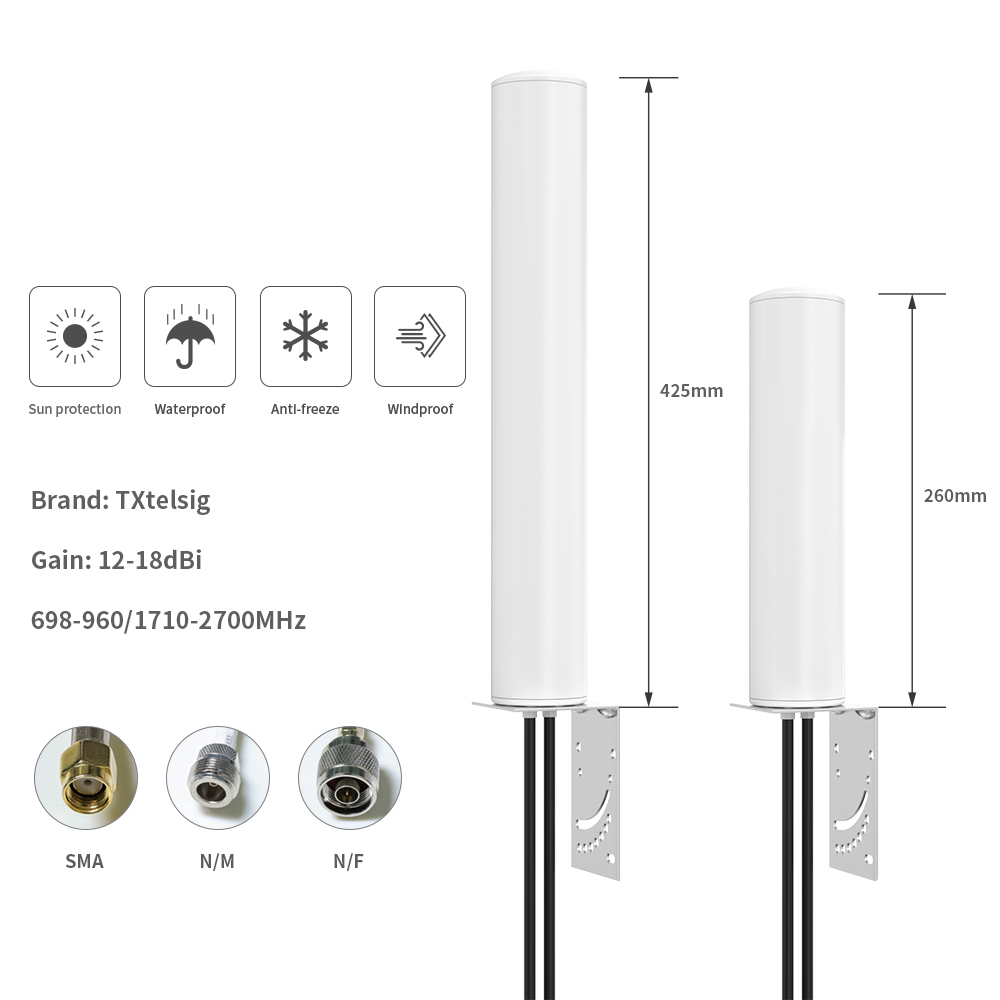 Long Range 4G Antenna with High Gain Omni MIMO Design and Customizable Connector Type