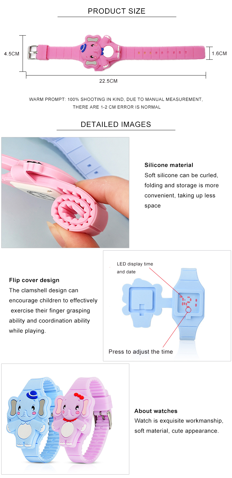 Sports Elephant Digital Touch Silicone Led Watch For Children