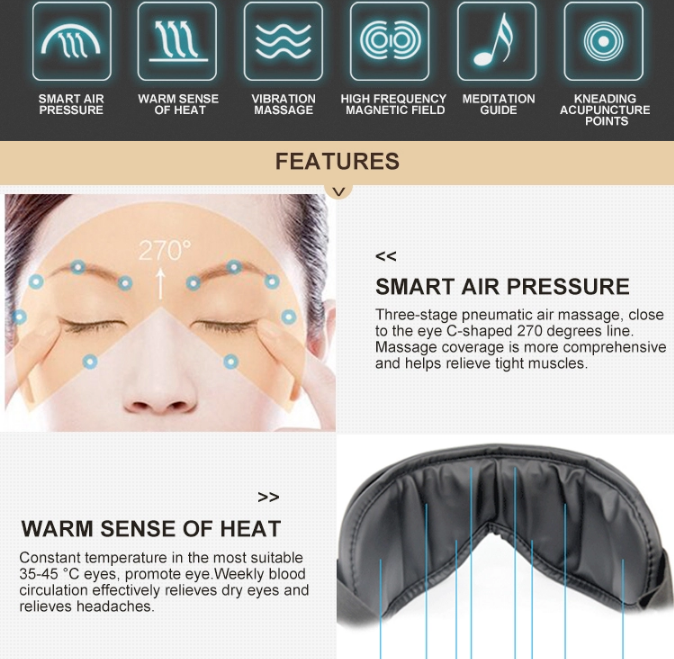 World best selling products eye care massager with music and heat compression glasses massage
