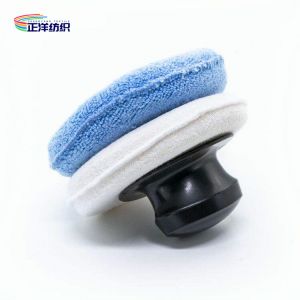 12cm Car Paint Buffing Pads Microfiber Round Waxing Applicator With Plastic Hook