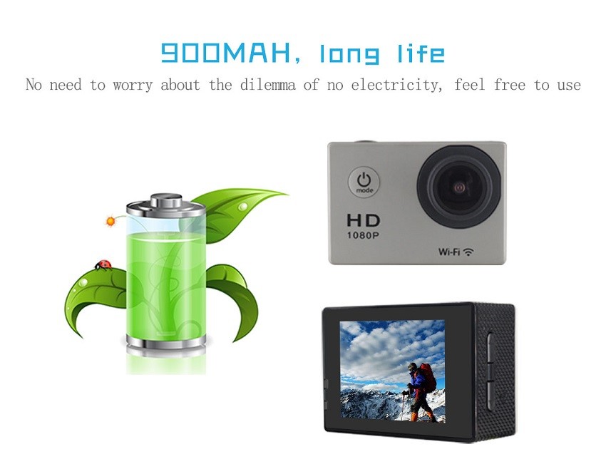 120 Degree 4g 1080p Sports Cam Waterproof 30m Single Screen Action HD