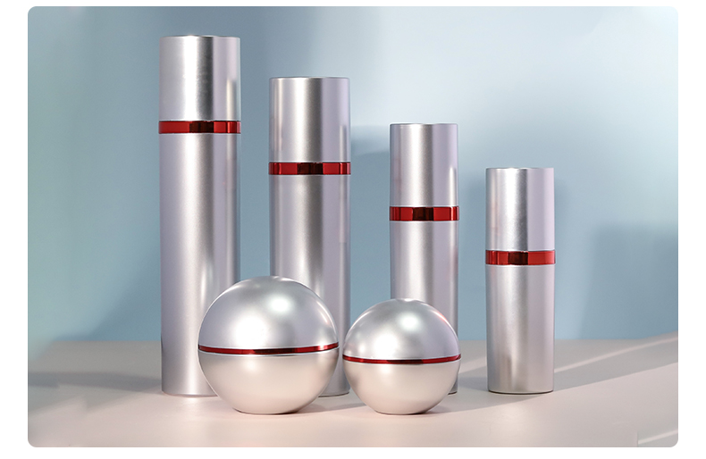 Cosmetic Empty Plastic Bottles 30 50 100 120ml Silver Pump Bottle Luxury For Skin Care