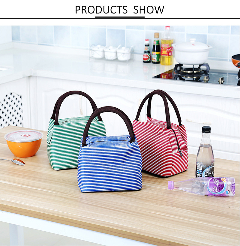 Reusable Stripe Aluminum Foil Lining Waterproof Insulated Bag