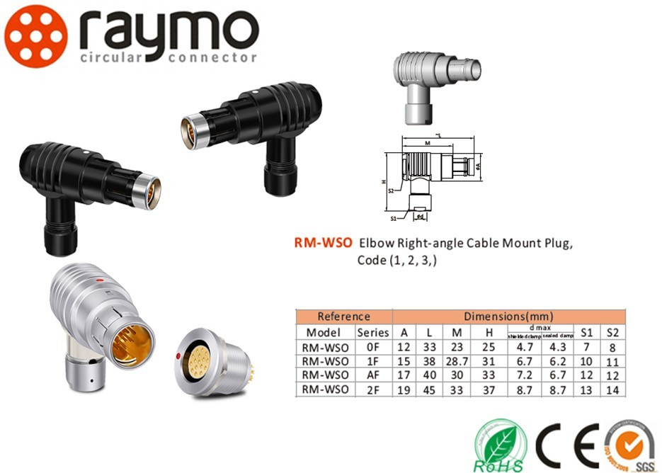 Push Pull Right Angle Connectors IP68 Black Color Circular Waterproof Connector