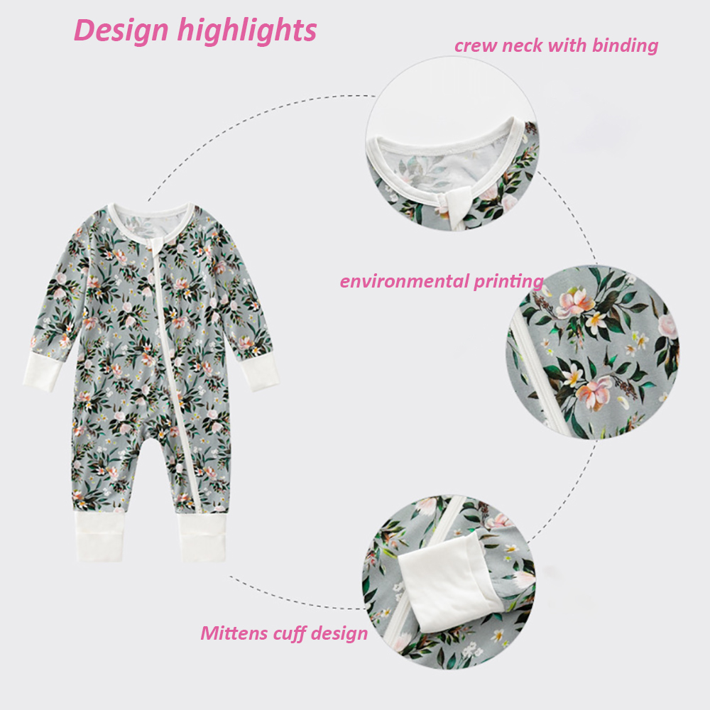 In Stock 2023 Bamboo Viscose Baby Sleep Rompers Organic Bamboo Baby Romper Newborn Reverse Zipper Jumpsuit Toddler Zip B