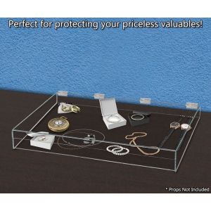 Clear Acrylic Single Lock Medical Box with Keys, 13" x 6.5" x 5.5" Medium for