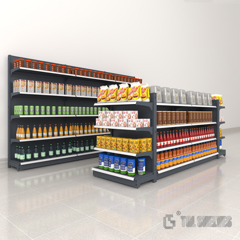 Cold Rolled Steel Supermarket Shelf Rack Gondola Morden economic Style