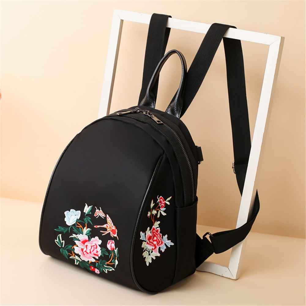 Nylon Embroidery Double Shoulder Bag Female Korean Version of The New Fashion Oxford Cloth Tourism