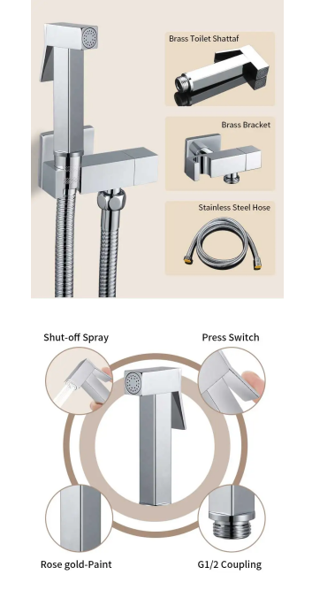 Hygienic Brass Handheld Bidet Sprayer For Toilet Cold And Hot Water Shattaf Bidet Set