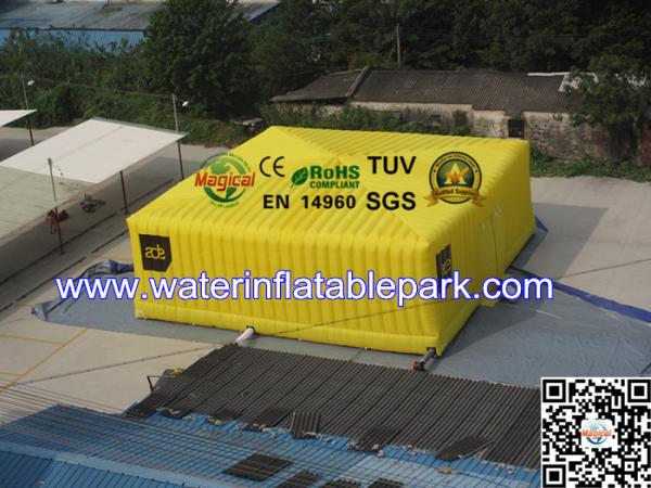 Yellow Festival Giant Inflatable Cube Tent , Inflatable Large Storage Tent