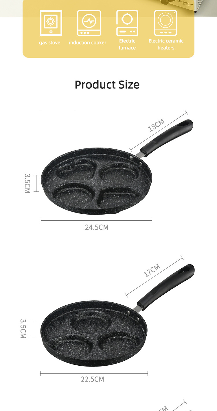 Multiple Styles Egg Frying Pan Four-cup Egg Pan Medical Stone Non-stick Frying Pan