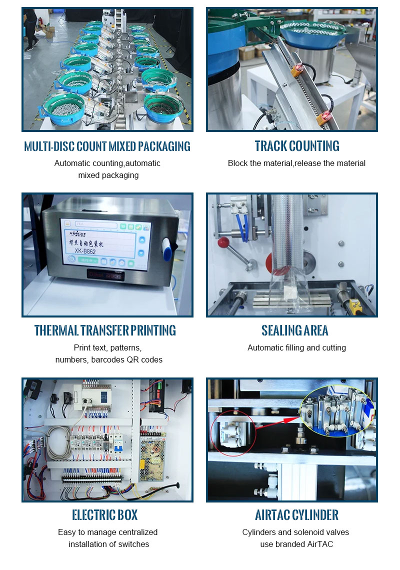 Automatic Multi-Function Furniture Kits Hardware Fittings Packaging Machine With Mixed Packaging And Vibrating Feeder
