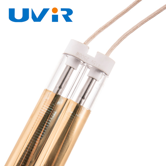 Gold coating Ir Lamps For Heating 2500W 415V Medium wave twin tube
