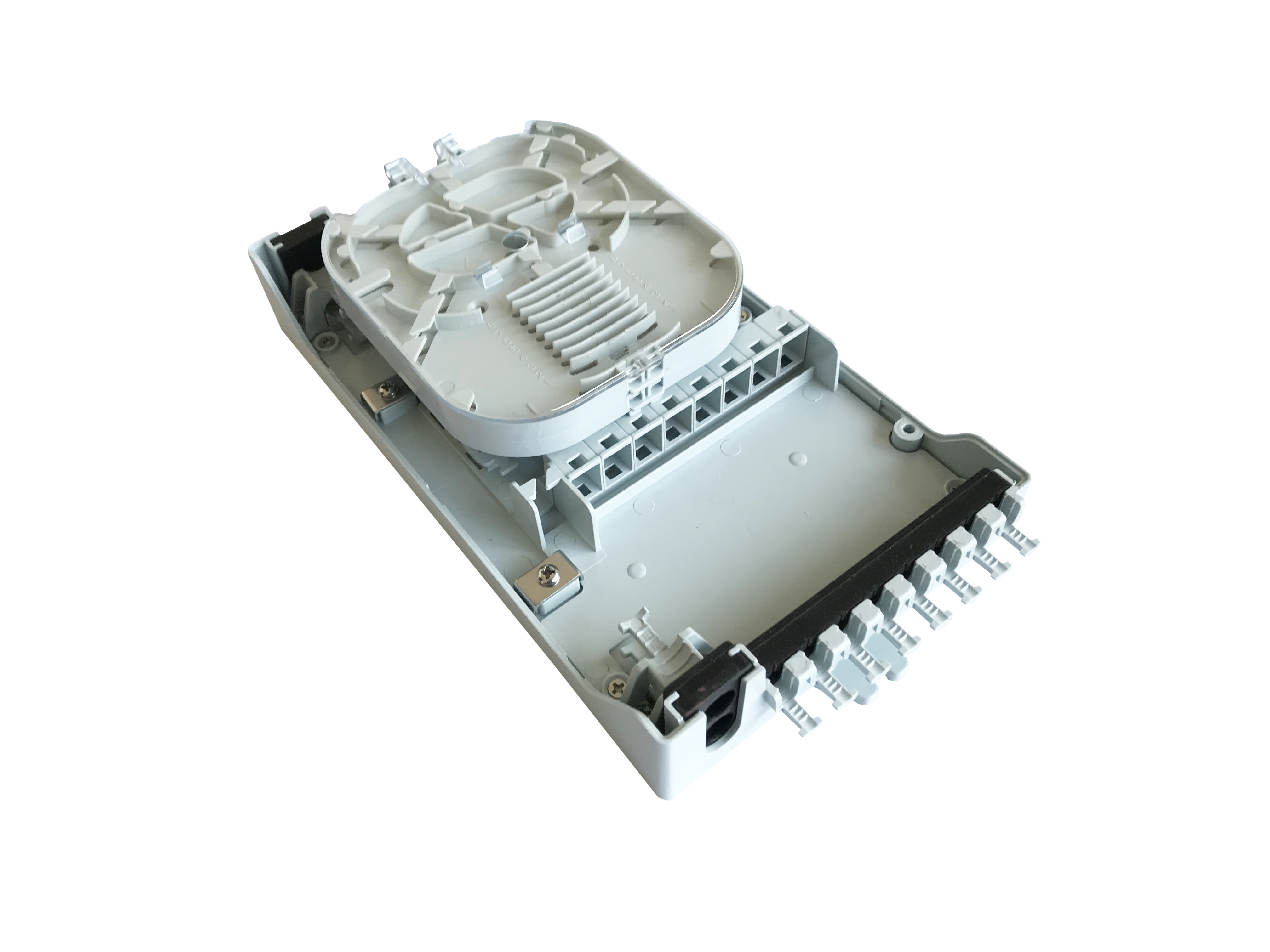 GFS-8ZT-1,fiber distribution box,splitter box,Max Capacity 8 cores,,size 235*126*52mm, Material: PC+ABS,IP 65