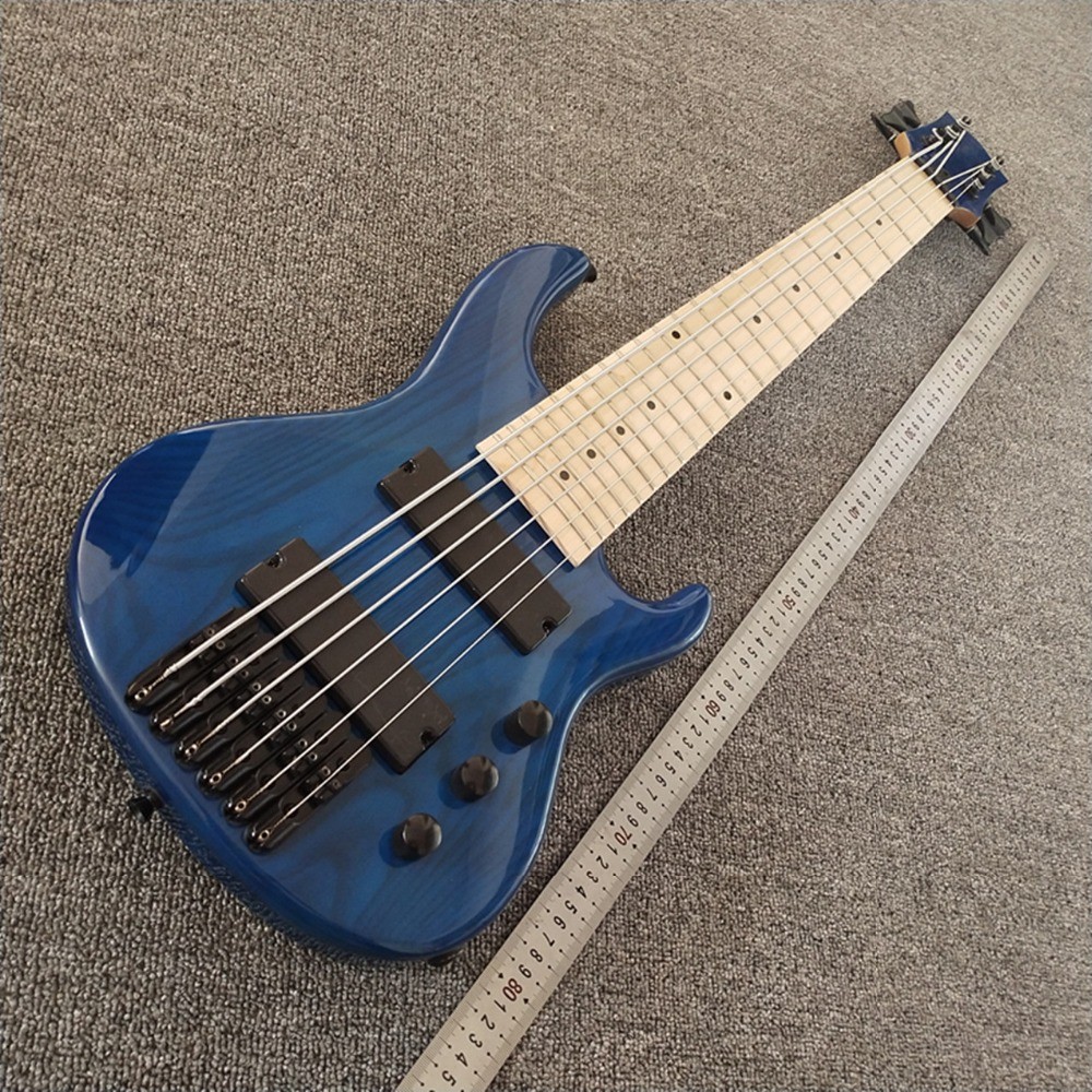 2019 New Mini 6 strings ukelele bass guitar, light blue Top and Back,Maple Fingerboard
