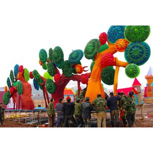 Large Artificial Fabric Lantern , Custom Made Outdoor Christmas Lanterns