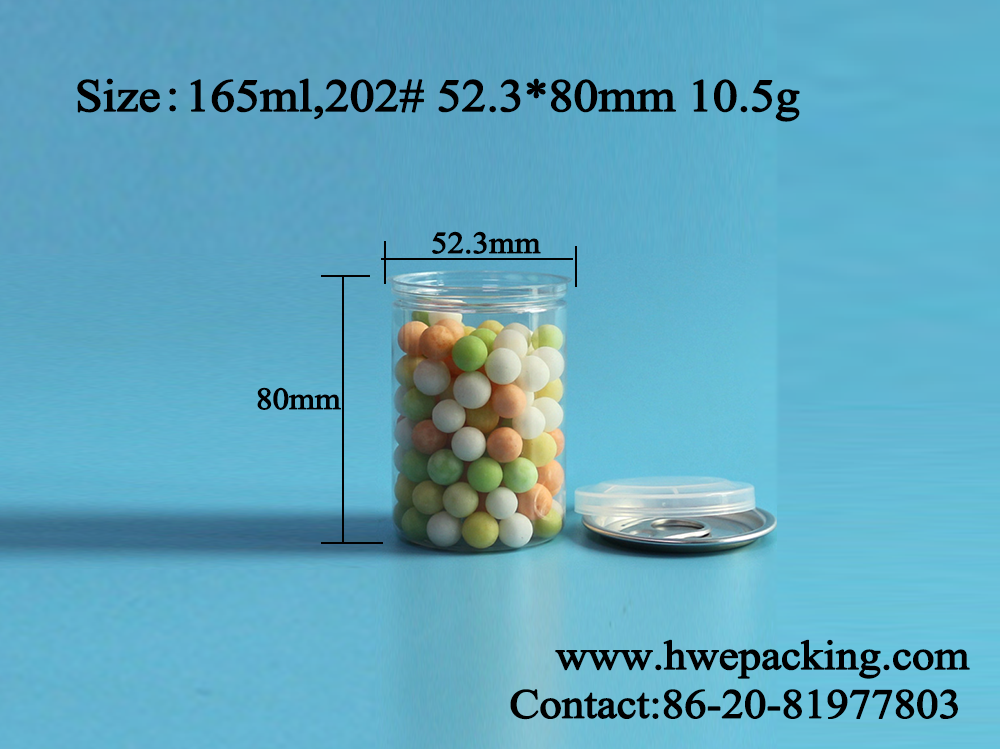 80g PET Plastic Can For Tea Sweets Chocolates Baby Food 165ml 5.6oz 202# Easy Open Ends