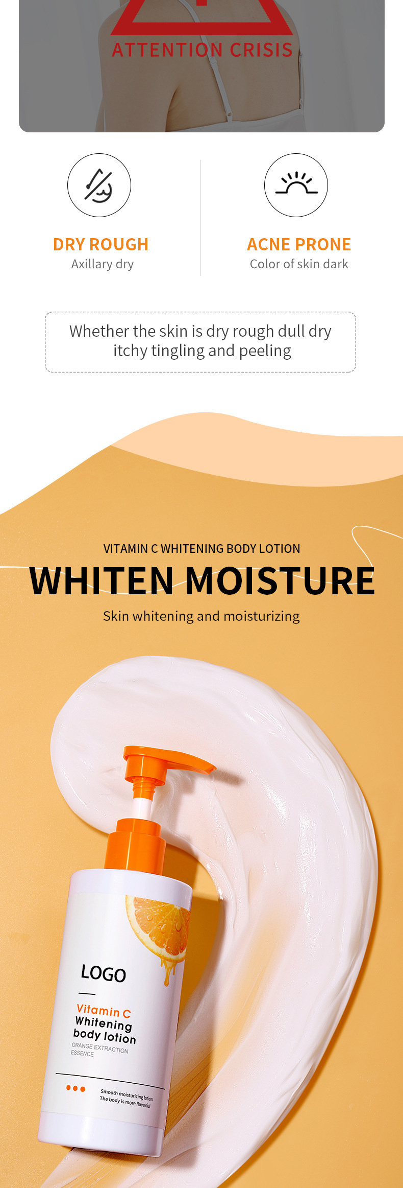 Custom Private Label Organic White Body Lotion Remove Spots Body Moisturizing Milk Whitening For Black Skin