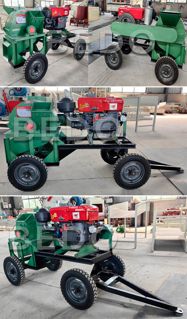 Portable Wood Sawdust Machine 32HP Diesel Engine 1500*1100*950mm
