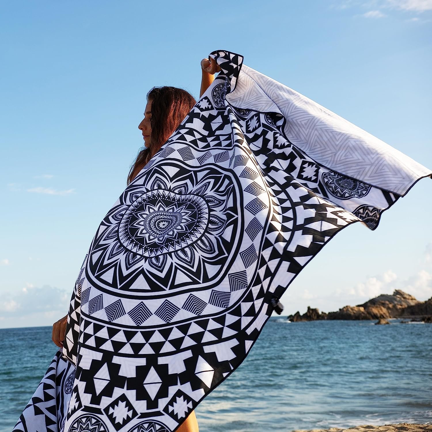 Personalized Rectangular Beach Towel With Custom Logo Lightweight