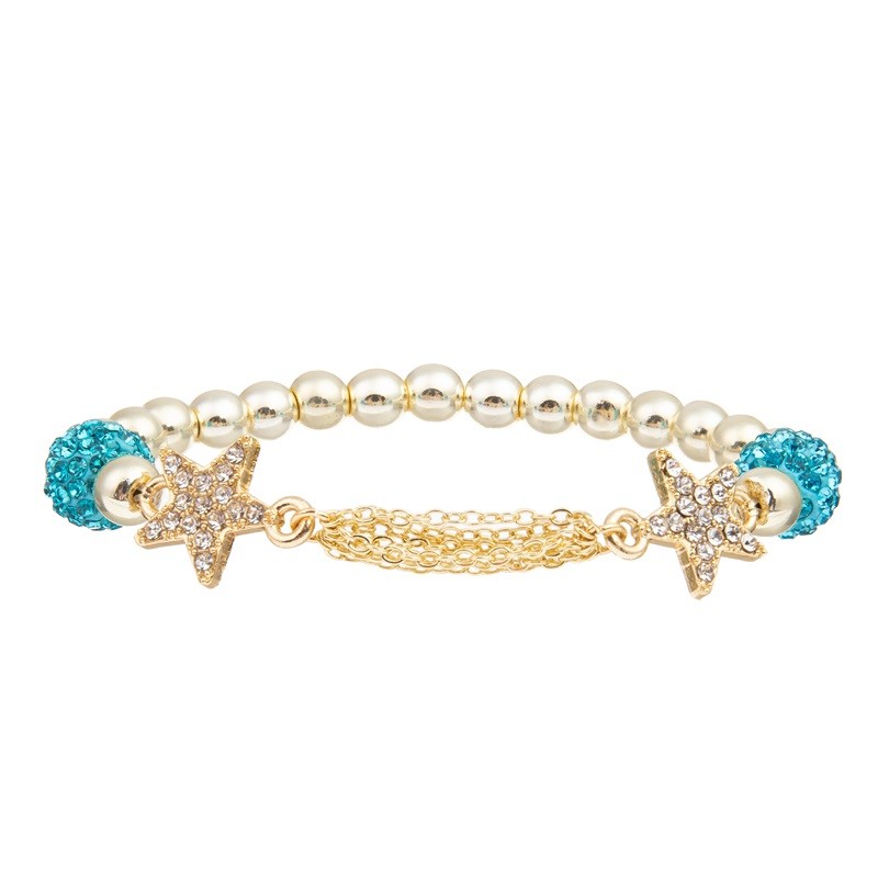 Hammered Gold Metal Beads Bracelet Adjustable With Bubble Green Beads