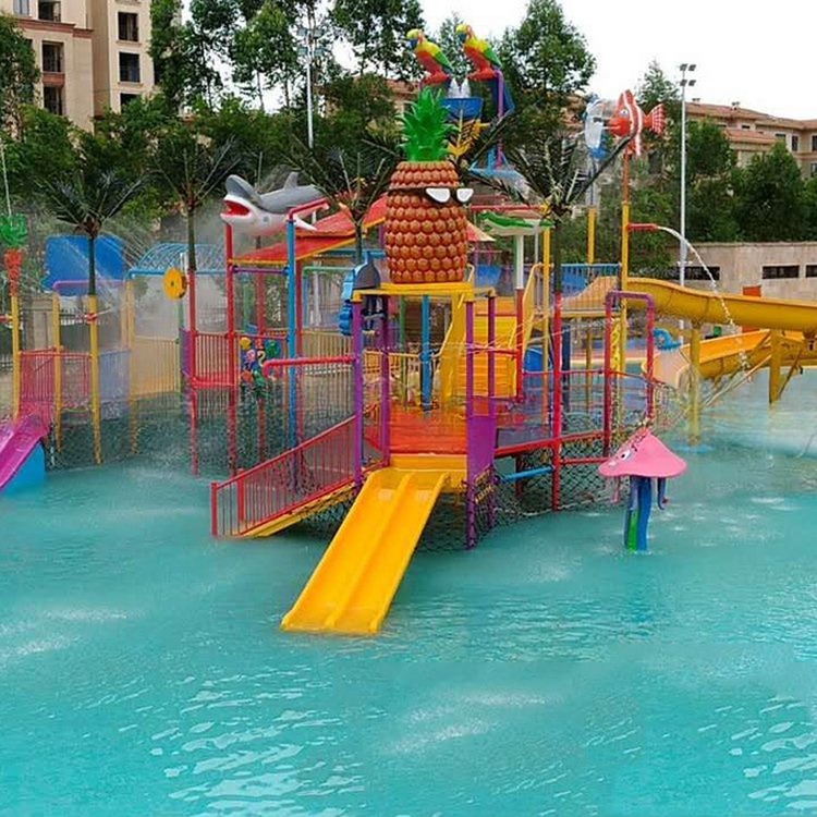 Feature Fiberglass Water House for Water Park with Spiral Slides