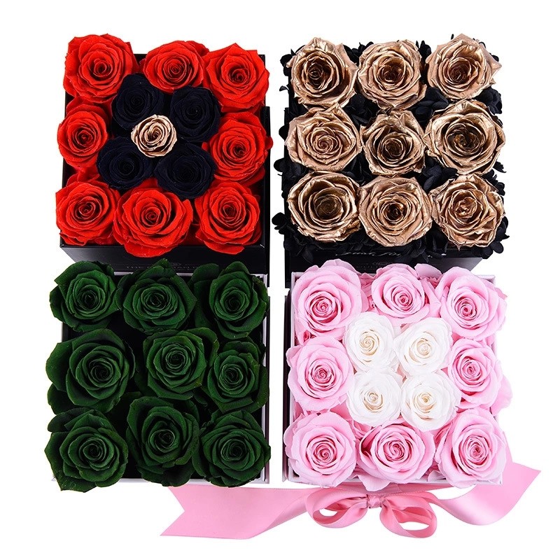 Preserved Roses Gift Eternal Rose In Square Flower Box for wife or gilrfriend