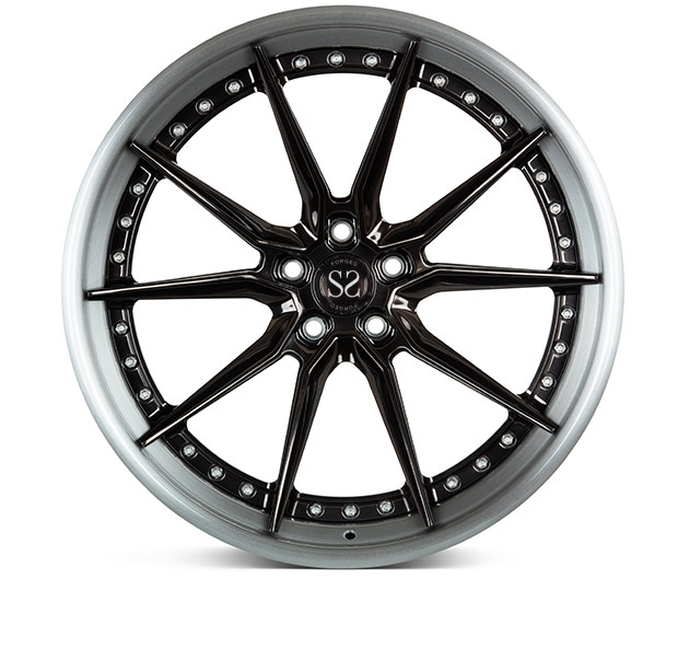 2PC Audi Forged Aluminum Wheels 5Spoke Black Rim Silver Machining Face 17inches