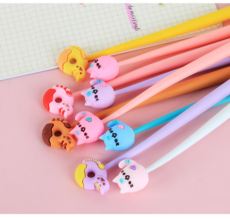 Cute Cartoon Silicone Gel Ink Pens Cartoon Animal Writing Pens 0.5 Mm Assorted Styles Pens Stationery For Office Present